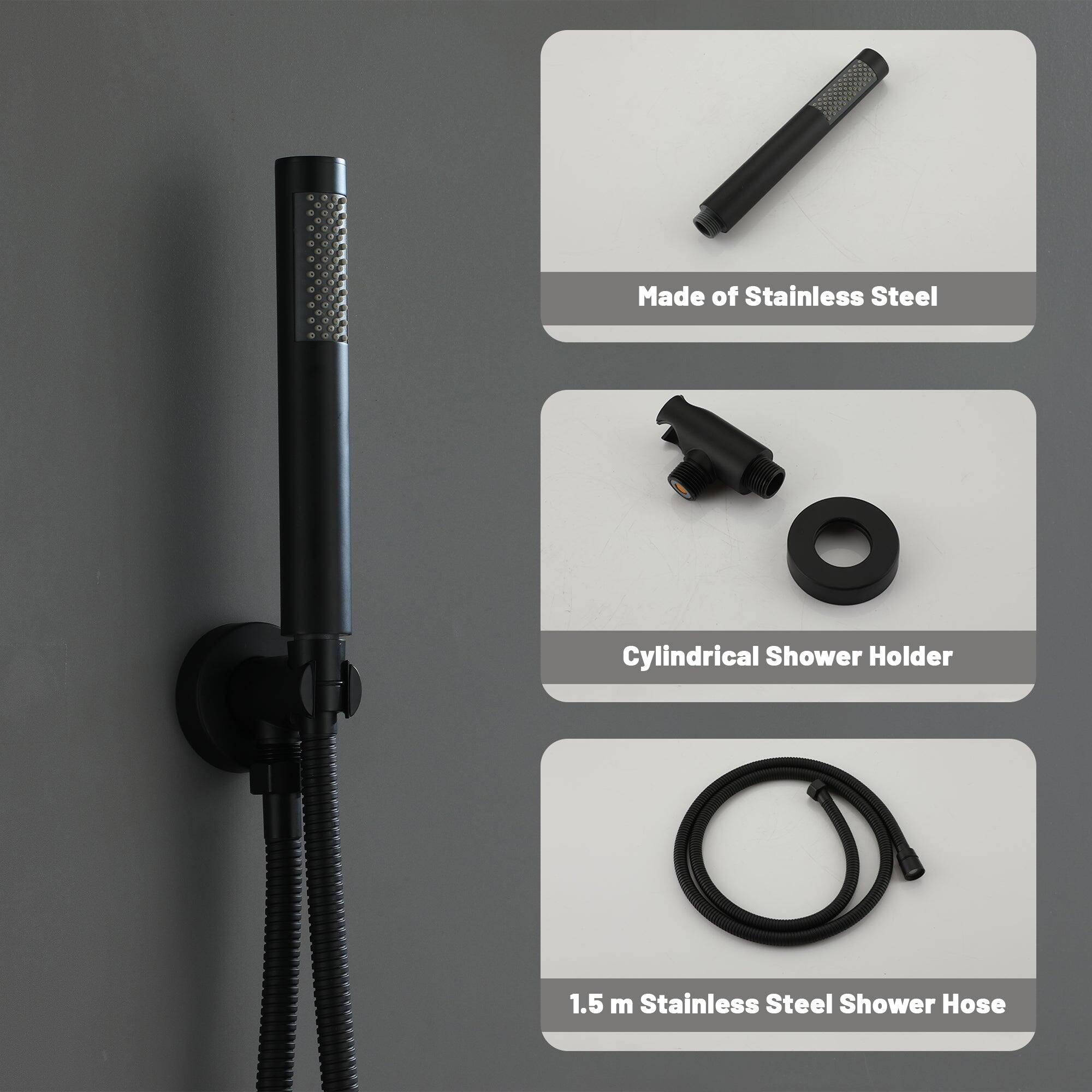 Made of Stainless Steel, Cylindrical Shower Holder, 1.5 m Stainless Steel Shower Hose