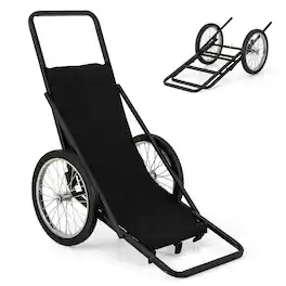 Gymax - Folding Deer Cart w/ Polyester Liner 550 LBS Heavy-Duty Hunting Game Hauler - Black