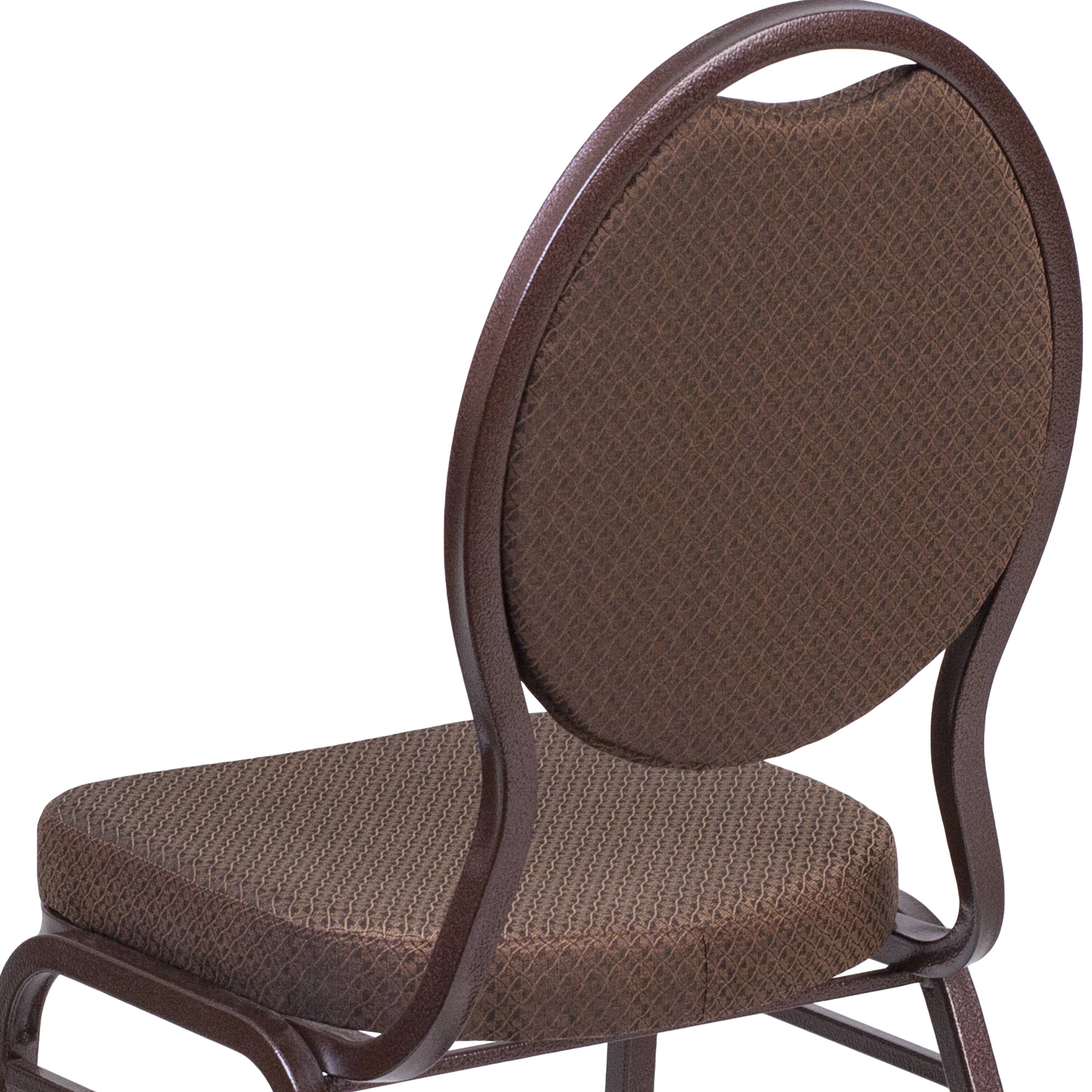 Alt View 10. Emma + Oliver - Teardrop Back Stacking Banquet Dining Chair - Brown Patterned Fabric/Copper Vein Frame.