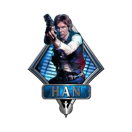 Front. Silver Buffalo - Star Wars Han Solo 13 Inch Die Cut Wood Wall Art - Blue.