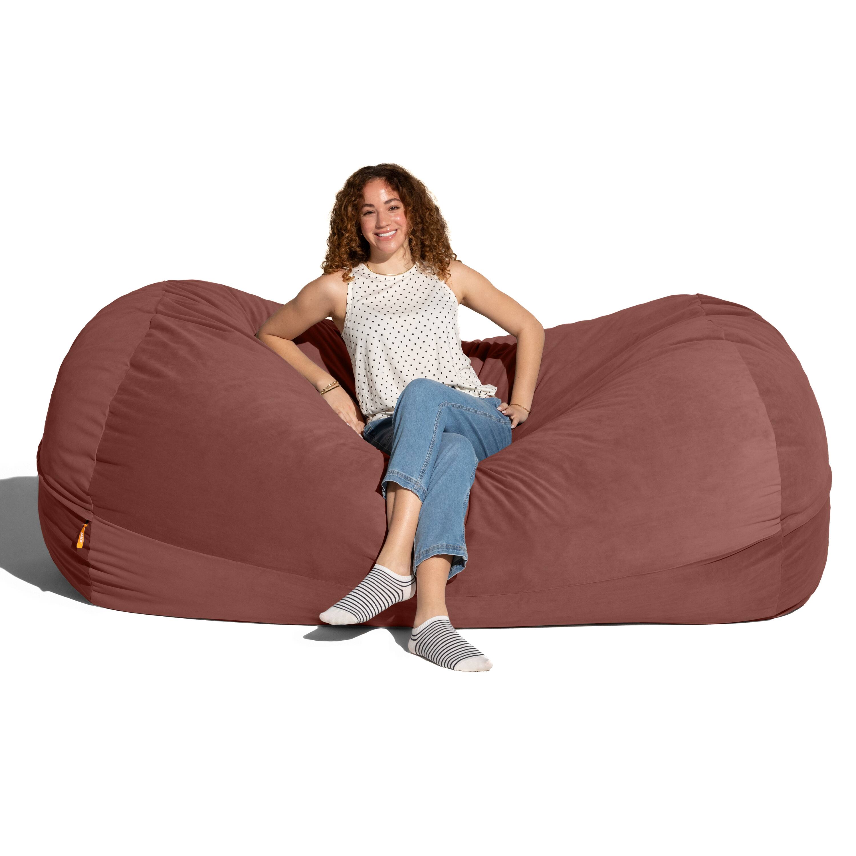 Angle. Jaxx - Jaxx Grand Lounger 7 Foot Bean Bag Sofa -Lush Velvet Mauve - Lush Velvet Mauve.