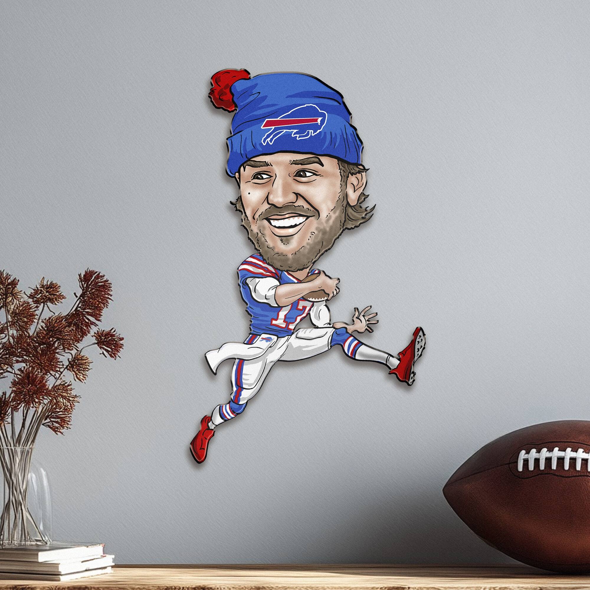 Alt View 1. Sporticulture - Josh Allen Buffalo Bills Metal Caricature Wall Art - Blue.
