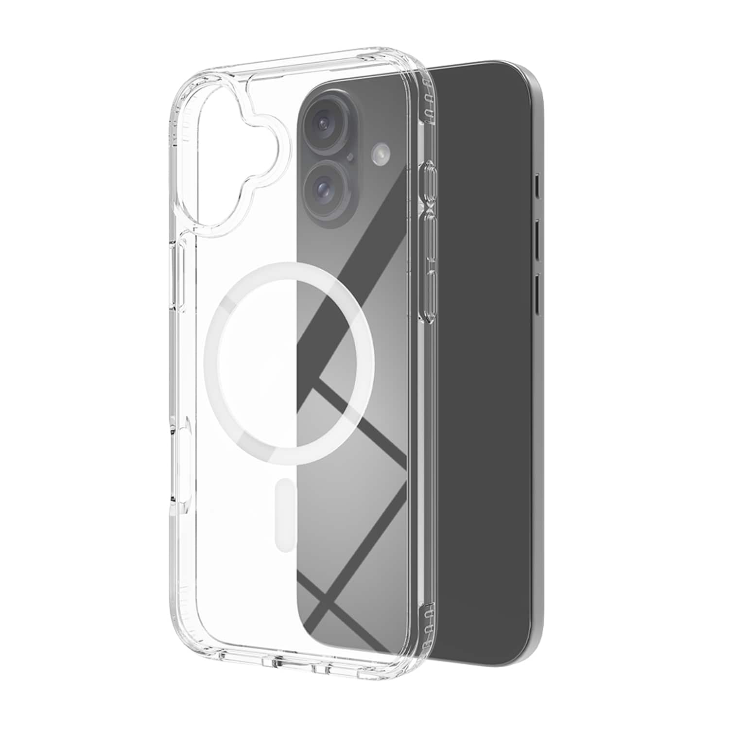 Dteck - Clear Magnetic Case for Apple iPhone 16 Plus Slim Anti Yellow Hard PC Shockproof Cover Wireless Charging Compatible - Clean