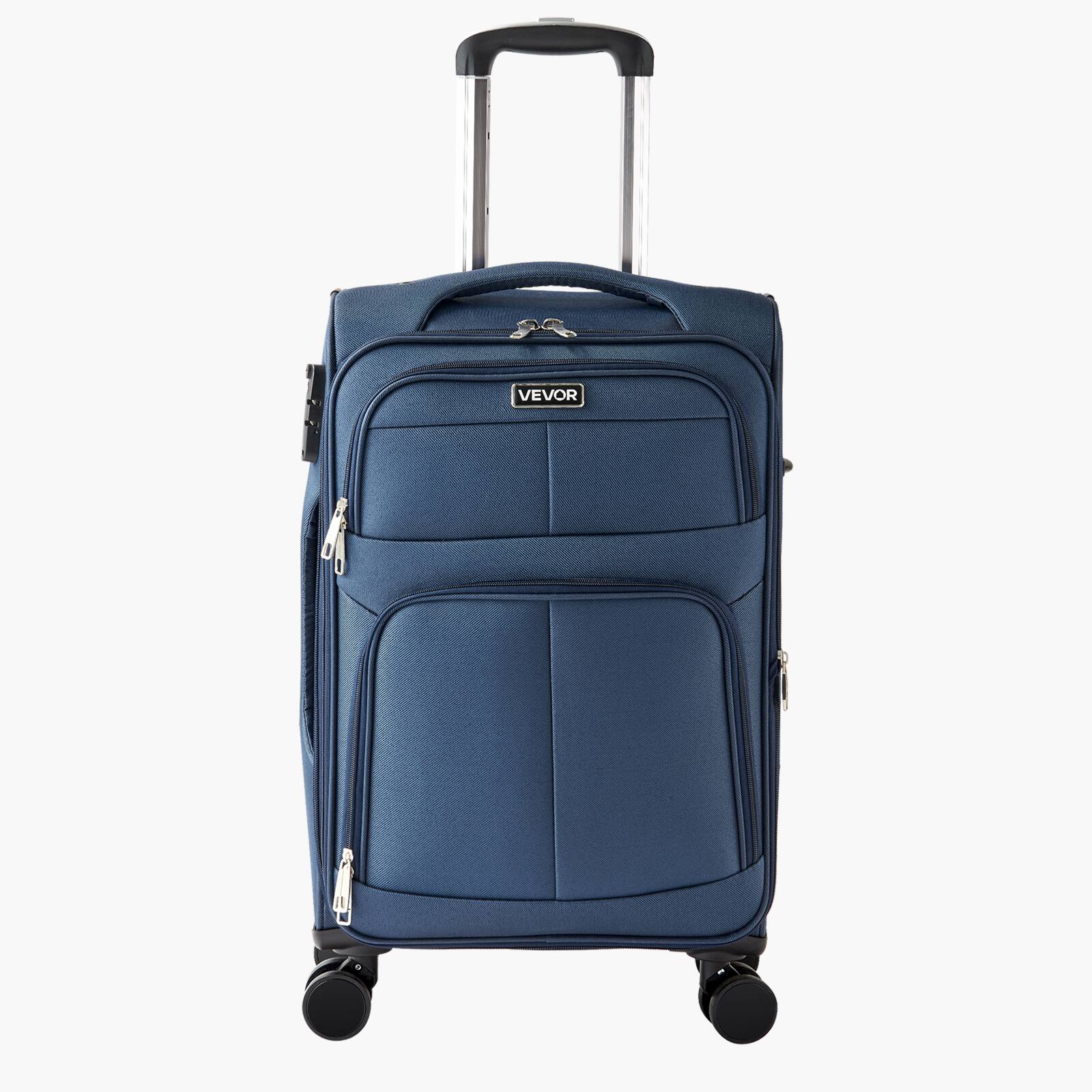 Alt View 5. VEVOR - Softside Expandable Luggage with Spinner Wheels, 20-Inch Softside Carry on Luggage - Blue.