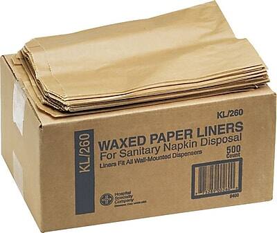 KL/260
WAXED PAPER LINERS
For Sanitary Napkin Disposal
Liners Fit All Wall-Mounted Dispensers
500 Count
KL/260
Hospital Specialty Company