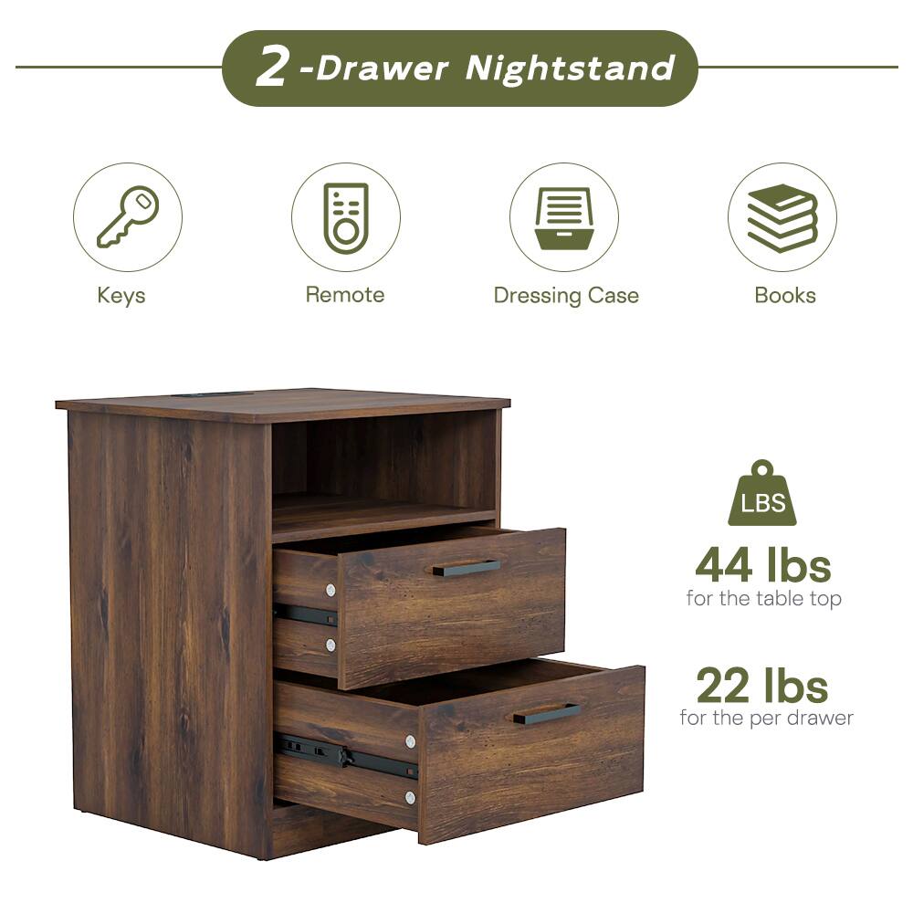 2-Drawer Nightstand

Keys  
Remote  
Dressing Case  
Books  

LBS  
44 lbs for the table top  
22 lbs for the per drawer