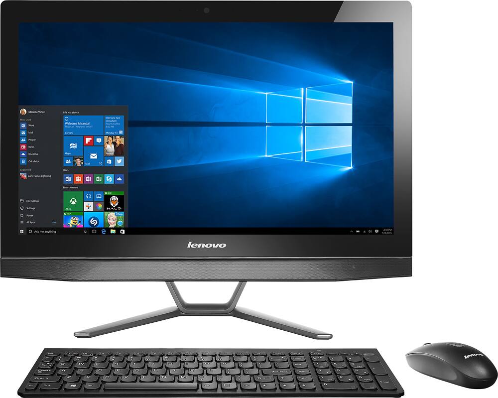 Front. Lenovo - Geek Squad Certified Refurbished 23.8" Touch-Screen All-In-One - Intel Core i5 - 8GB Memory - 1TB Hard Drive - Black.