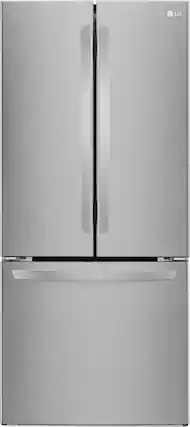 Front. LG - 21.8 Cu. Ft. French Door Refrigerator with Smart Cooling System - Stainless Steel.