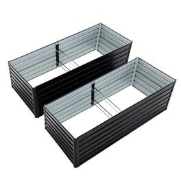 Mondawe - 2 Pack 8x4x2 FT Galvanized Planter Boxes Set, Rectangle Vegetable & Flower Beds - Black