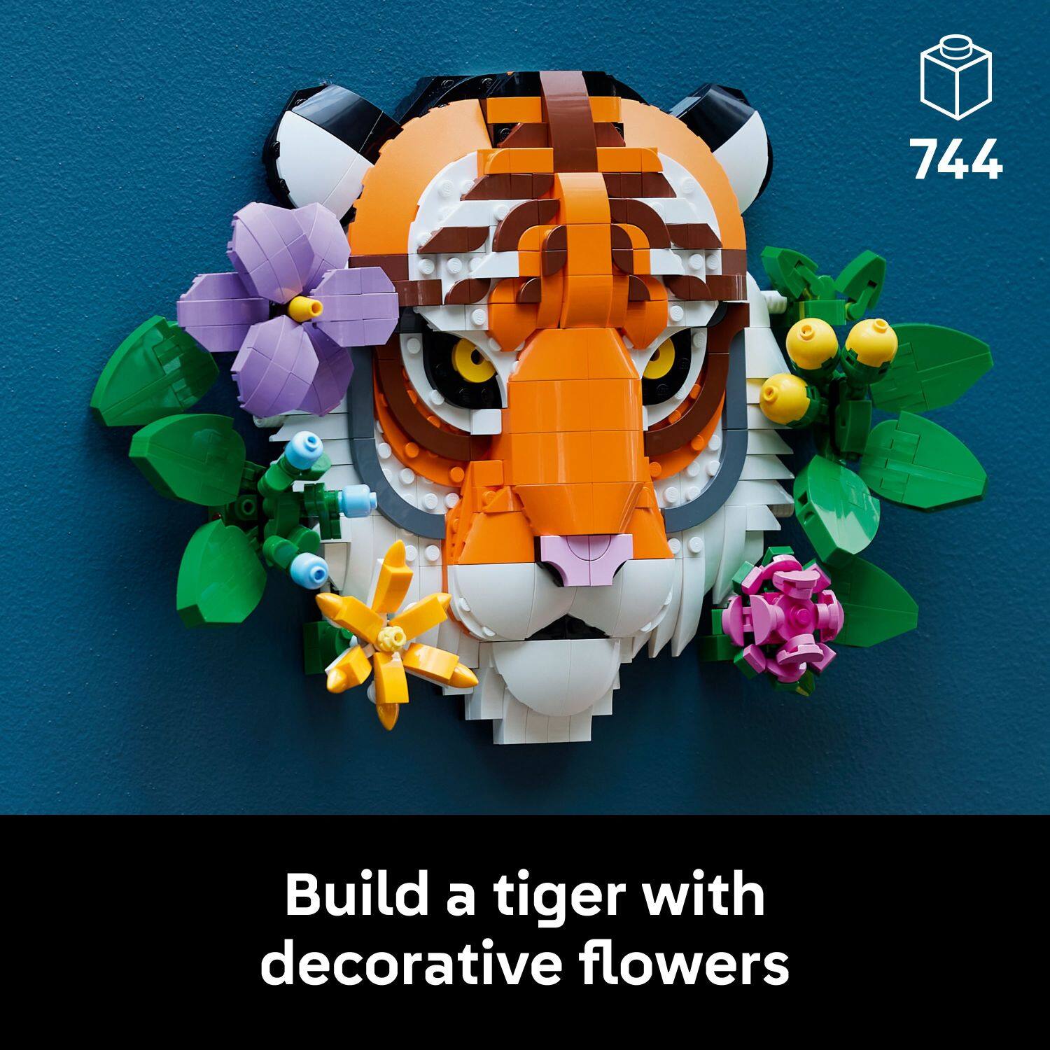 744 Build a tiger with decorative flowers