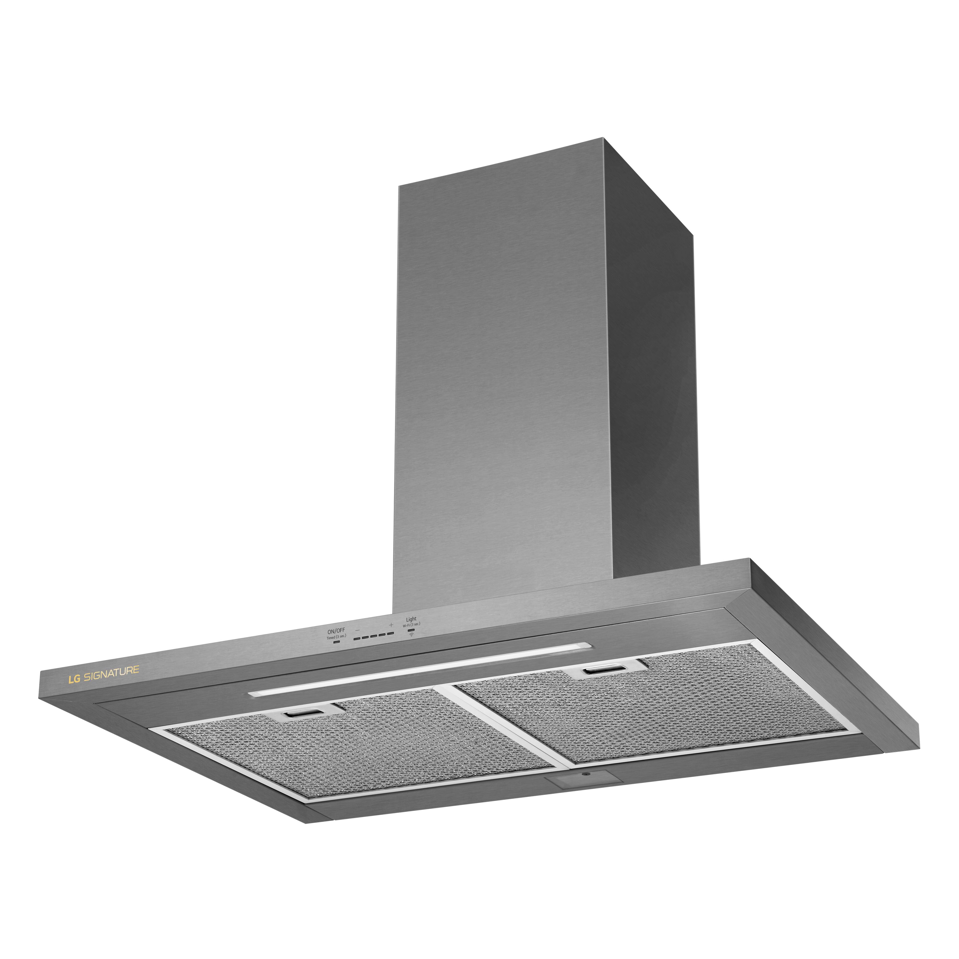 Alt View 5. LG - SIGNATURE 30" Externally Vented Wall Mount Smart Range Hood - Stainless Steel.