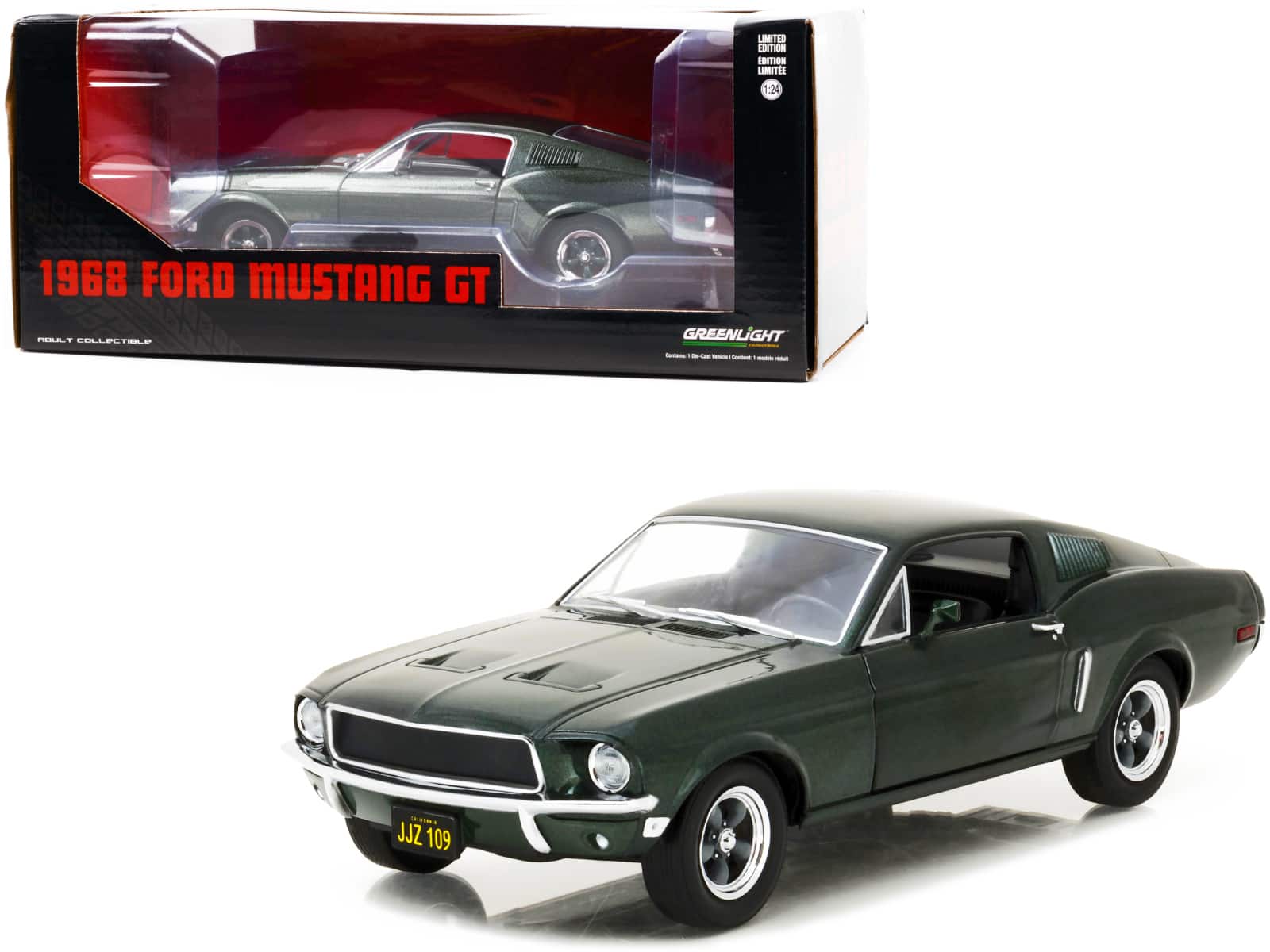 1968 Ford Mustang GT Fastback Highland Green Metallic 1/24 Diecast Model Car by Greenlight price history on PriceWatchPro