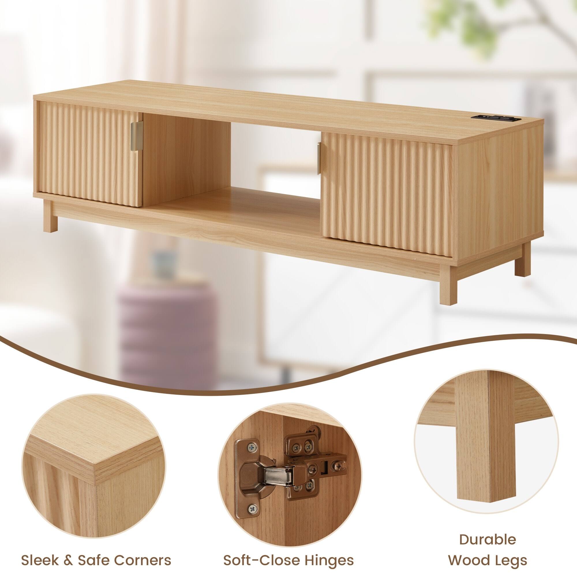 - Sleek & Safe Corners
- Soft-Close Hinges
- Durable Wood Legs