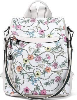 Live At Space - Telena Backpack Purse Women, Leather Theft Travel Shoulder Tassel - Floral