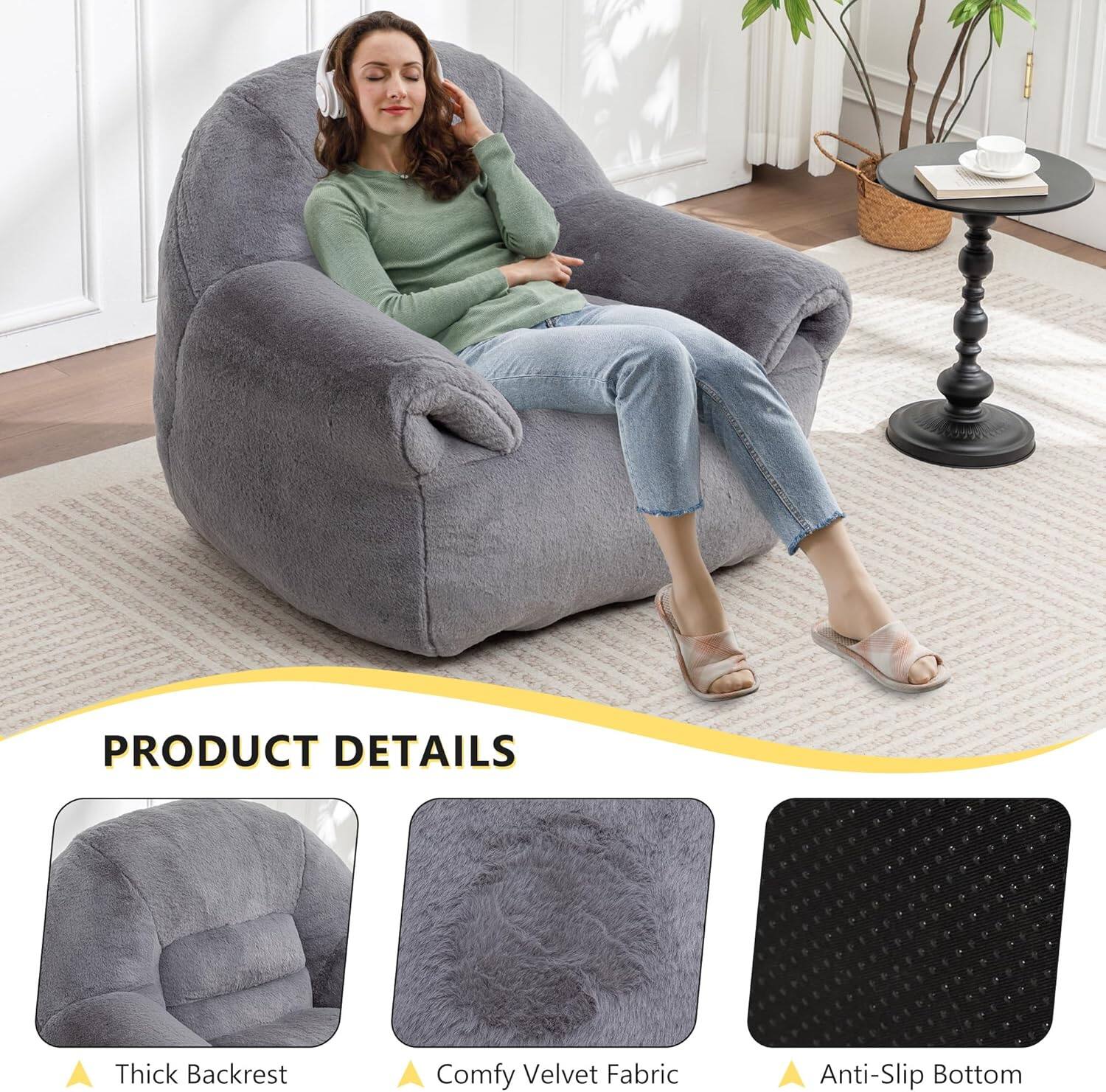 PRODUCT DETAILS  
- Thick Backrest  
- Comfy Velvet Fabric  
- Anti-Slip Bottom