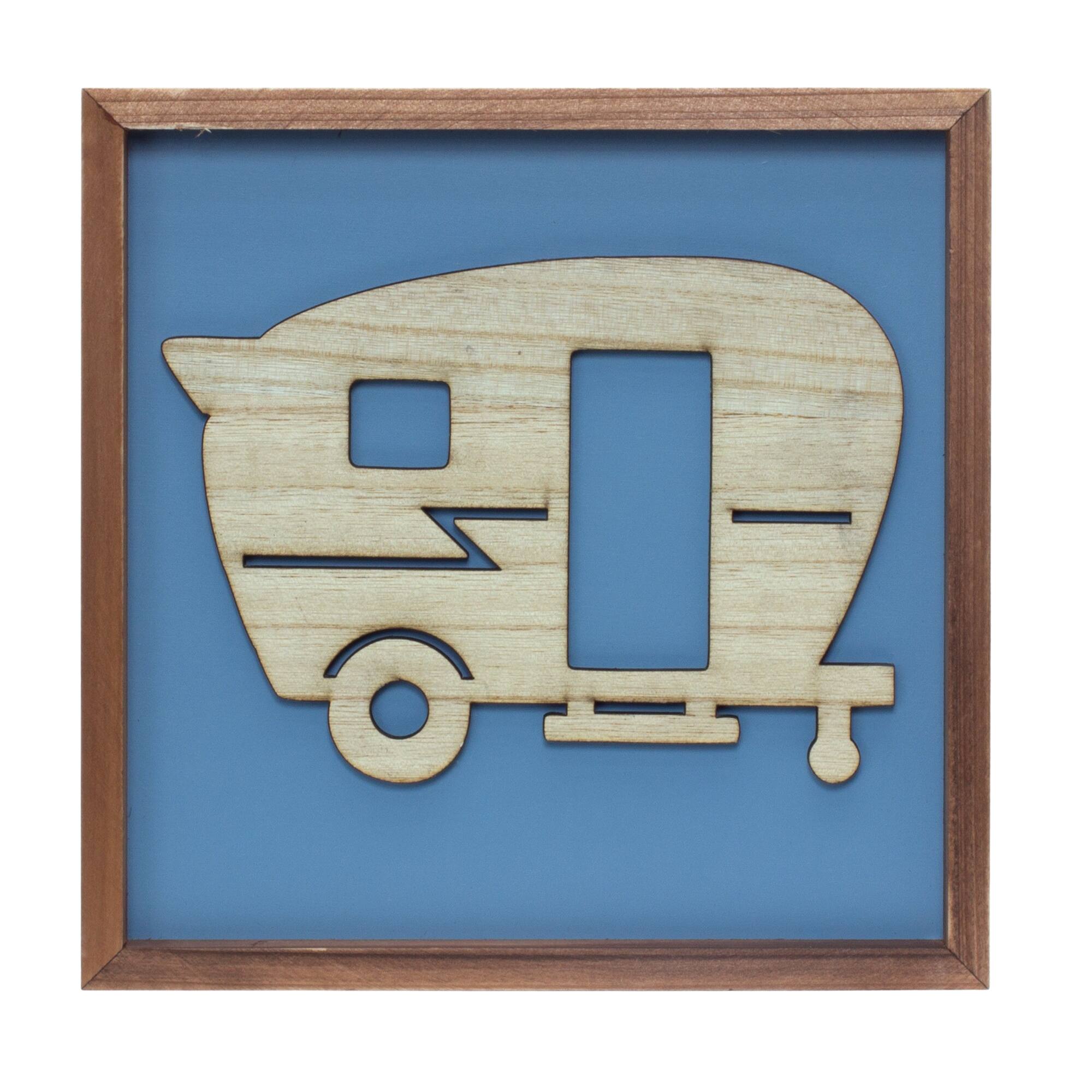 Angle. BreeBe - Wood Adventure Wall Frames (Set of 3) - Blue, Brown.