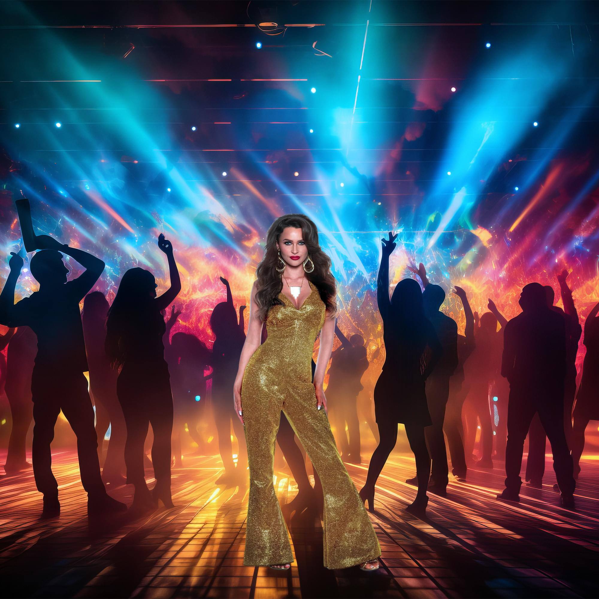 Alt View 10. Underwraps - Shining Star Gold Disco Jumpsuit Adult Women's Costume | X-Large - Gold.