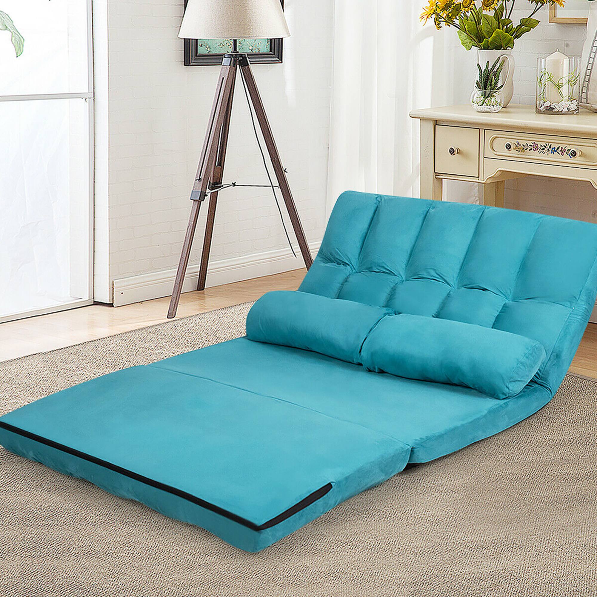 Alt View 3. Costway - Costway Foldable Floor Sofa Bed 6-Position Adjustable Lounge Couch with 2 Pillows Blue - Blue.