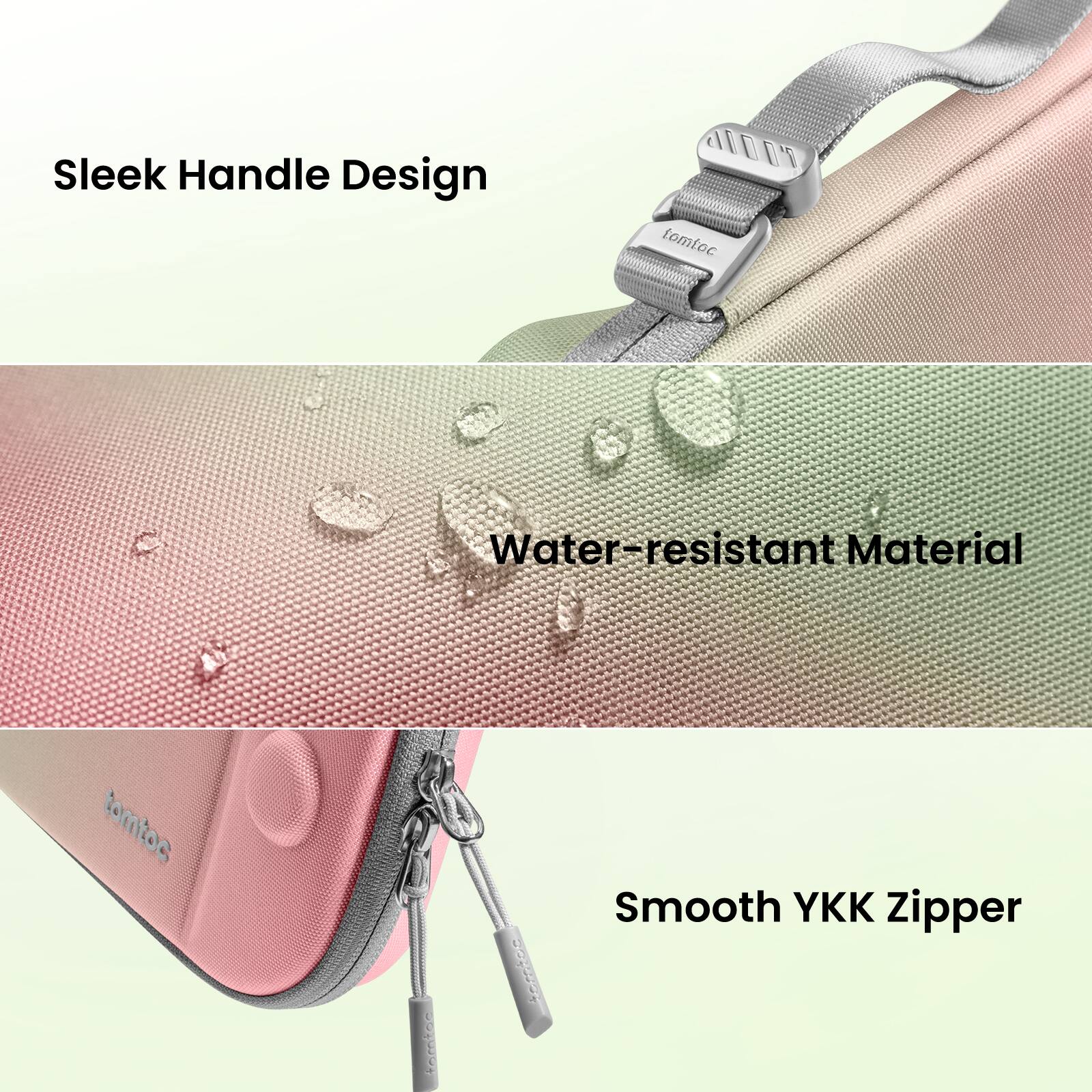 Sleek Handle Design, Water-resistant Material, Smooth YKK Zipper