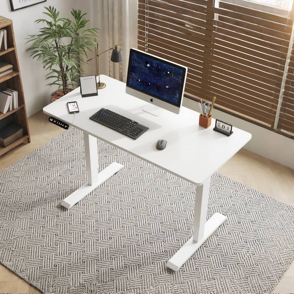 Forest'nSky - 55" Electric Height Adjustable Standing Desk, Lift-up Gaming & Office Computer Table - White