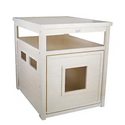 Front. New Age Pet - ECOFLEX Jumbo Litter Box Cover End Table - Antique White - Antique White.