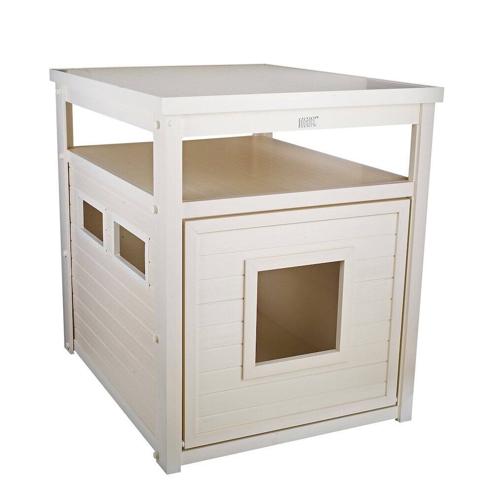 Front. New Age Pet - ECOFLEX Jumbo Litter Box Cover End Table - Antique White - Antique White.