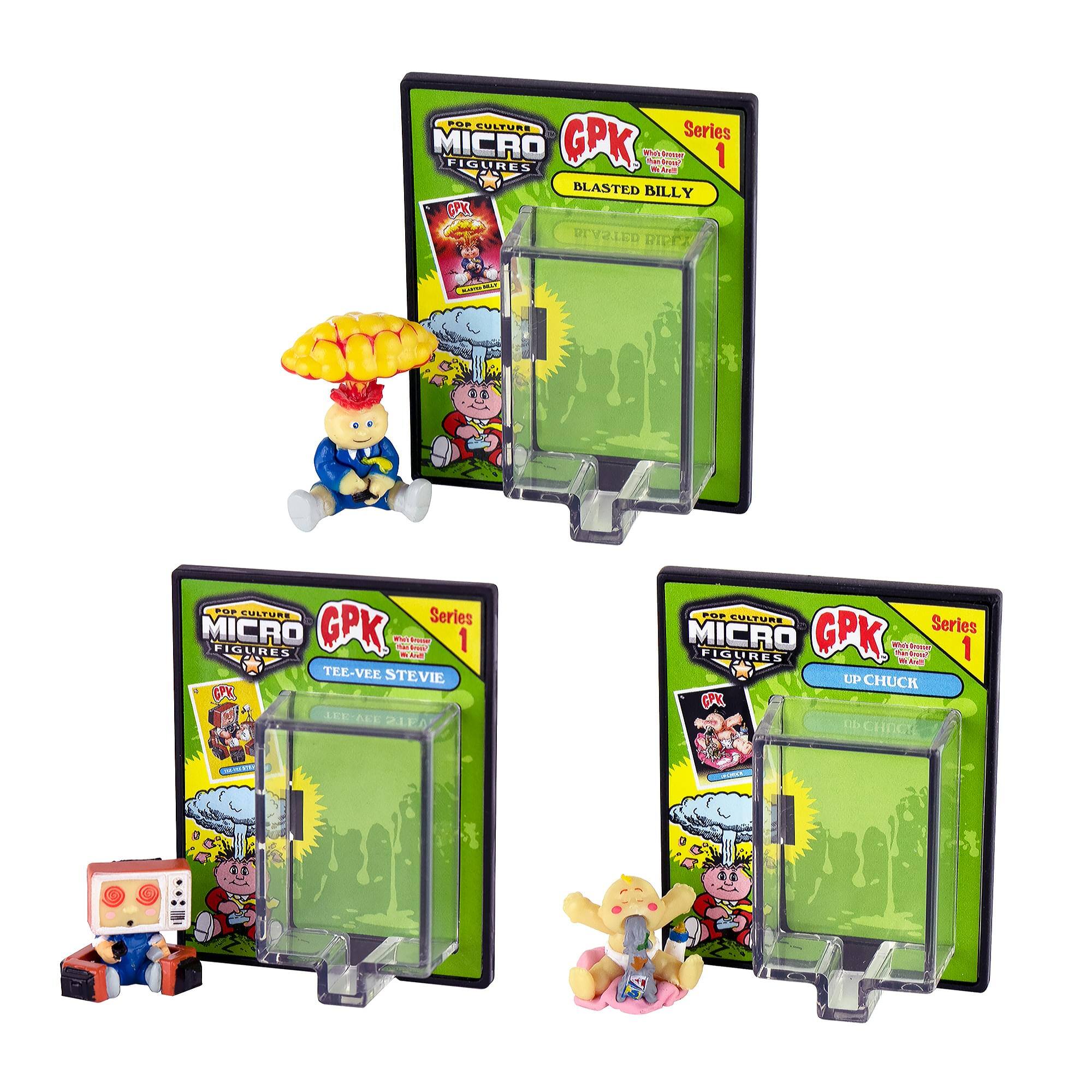 POP CULTURE Series MICRO FIGURES GPK Th I  Poa 1 - A BLASTED BILLY CPX BLASTED HICEZ P PUP EMATU Series MICRO FIGURES GPK FL T - TM ma 1 Ma TEE-VEE STEVIE CPC LEE EE 2.LEA PUP SUSTURE GPK Series MICRO  Wes 1 FIGURES ~ ka - - UP CHUCK CPK au CHECK C a