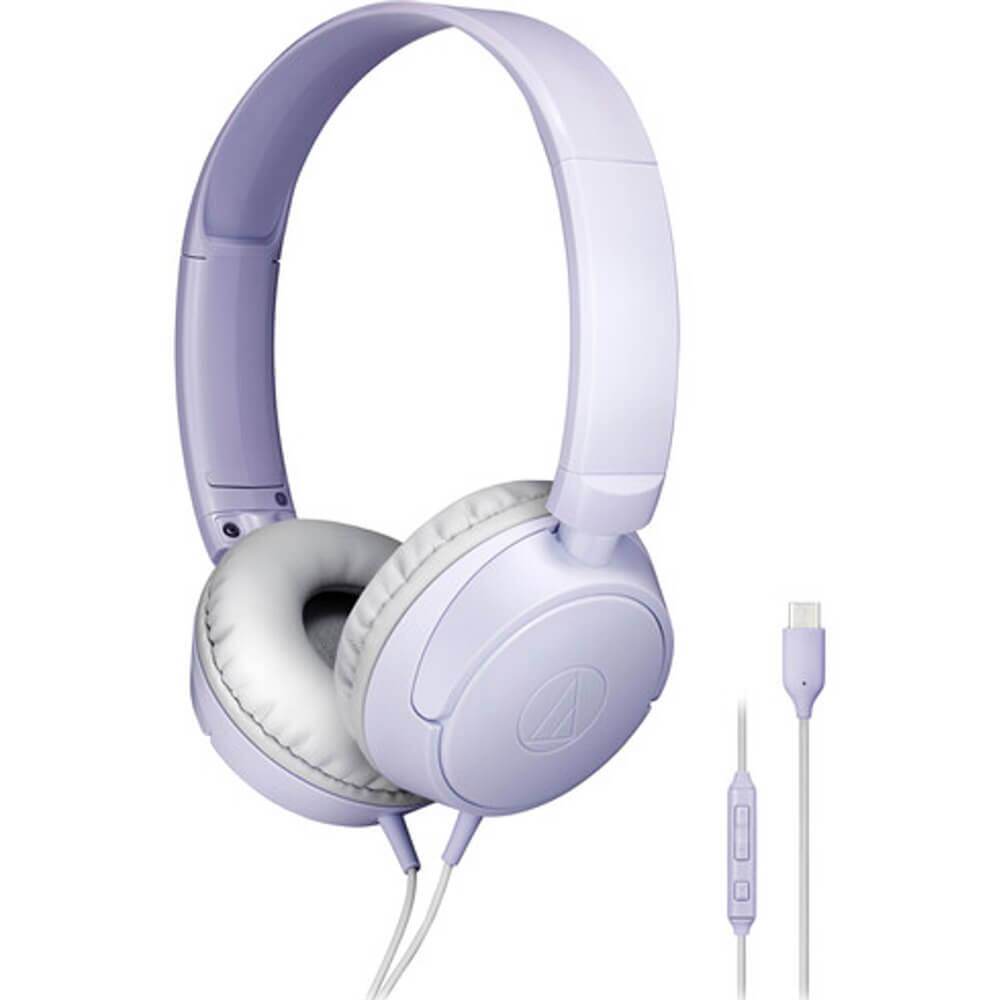 Front. Audio-Technica - Audio Technica ATHS120CVL On-Ear USB-C Headphones - Light Violet - Purple.