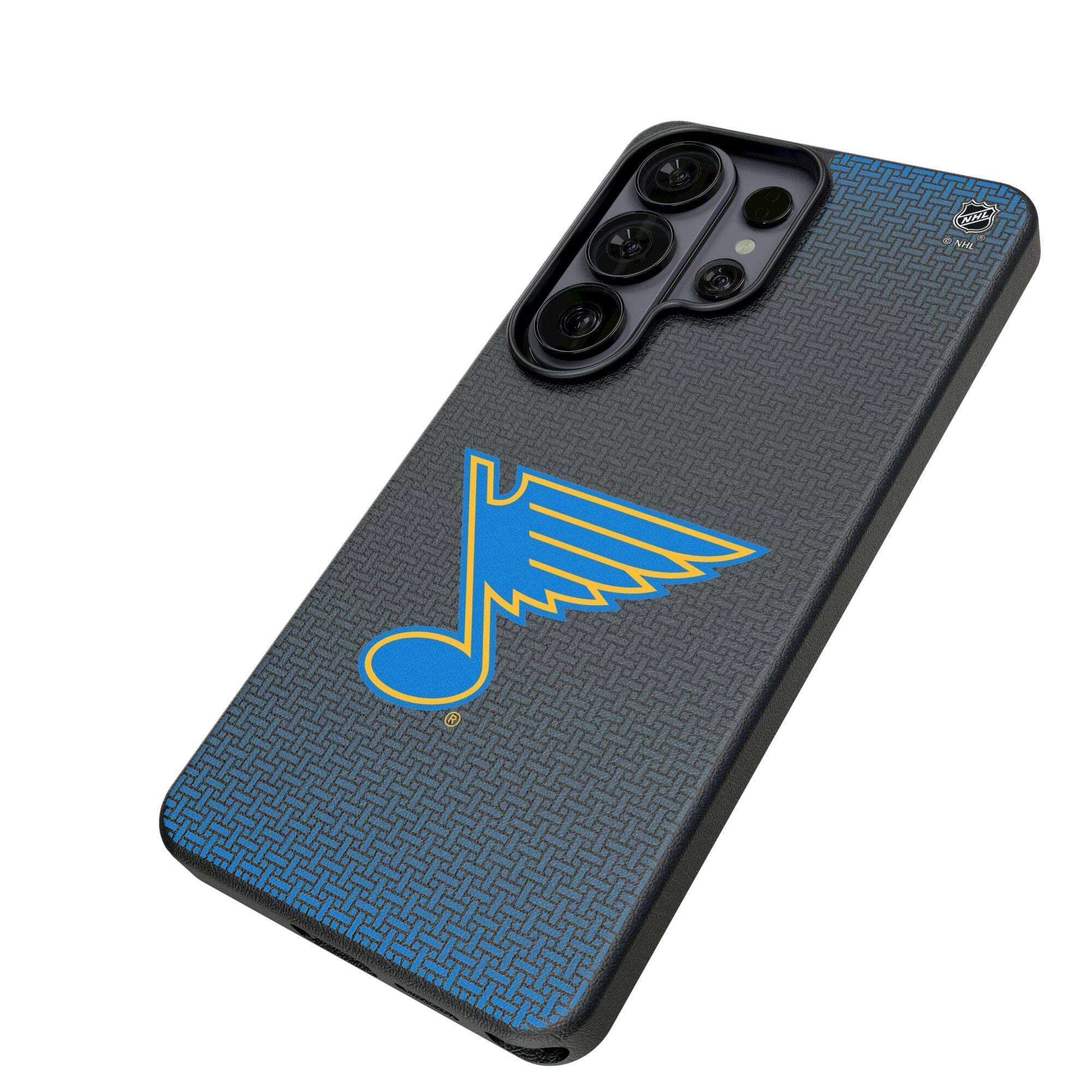 Alt View 1. Keyscaper - St. Louis Blues Linen Galaxy Magnetic Bump Case - S25 Ultra - Black.