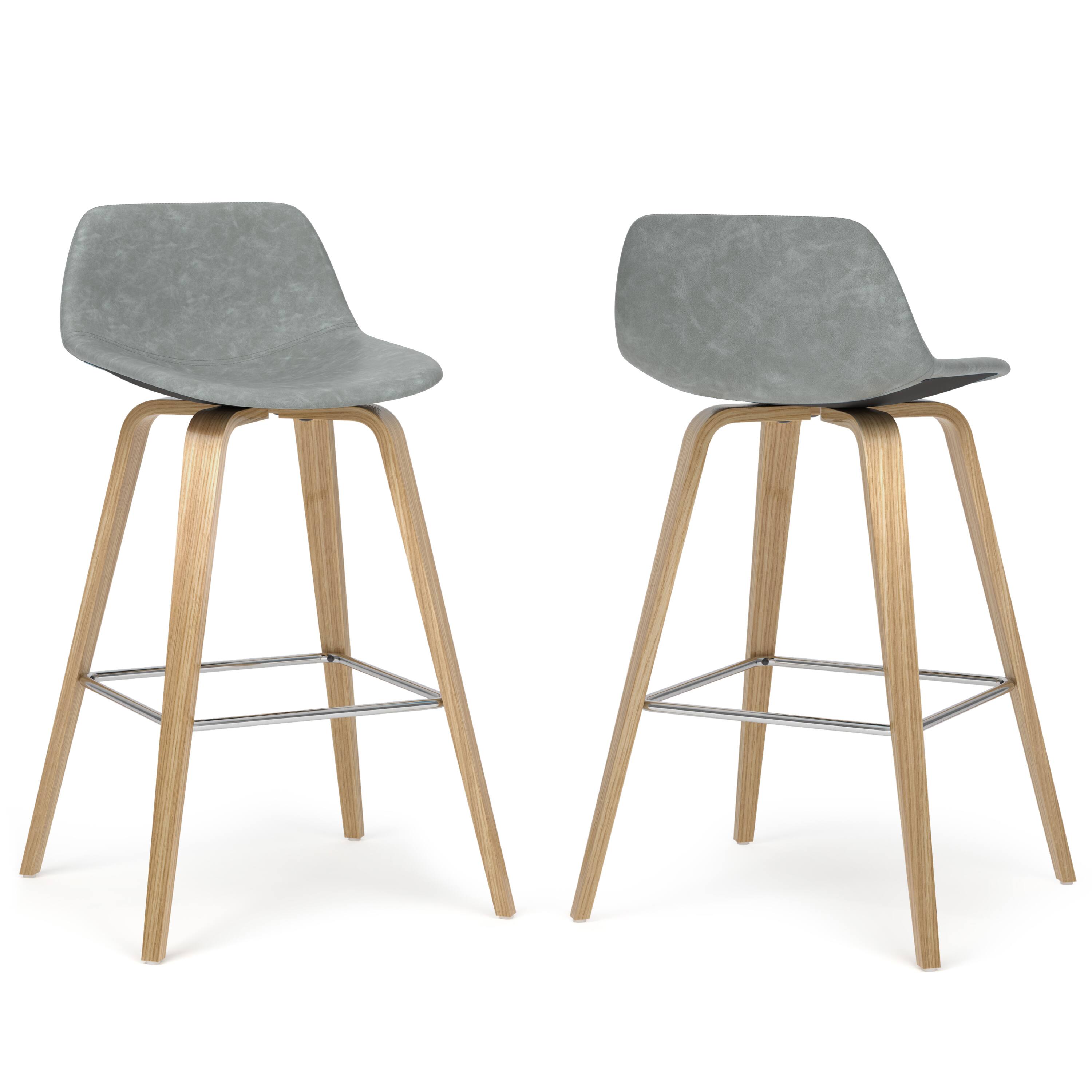 Angle. Simpli Home - Randolph Bentwood Counter Height Stool (Set of 2) - Stone Grey.