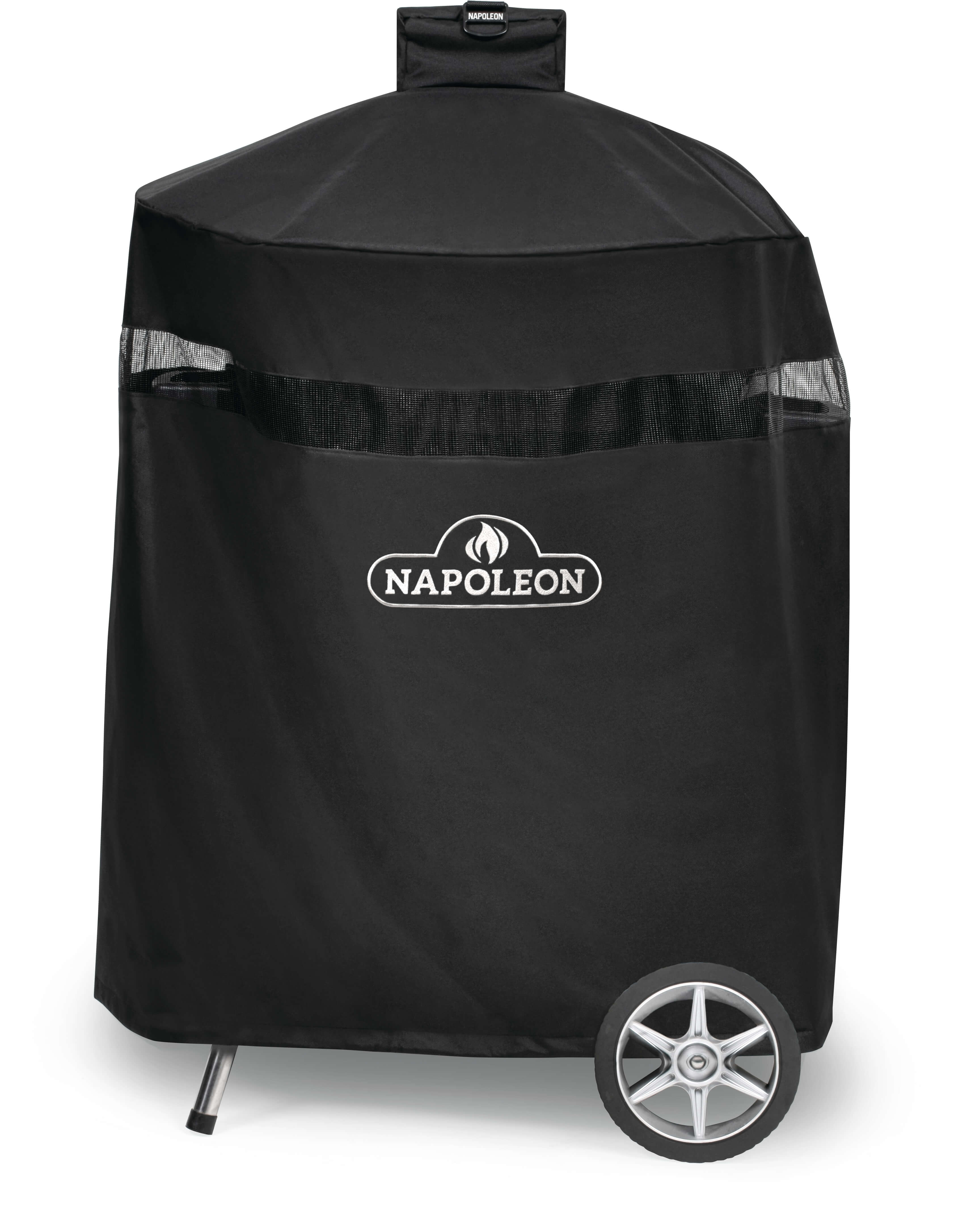 Angle. Napoleon - 22" Charcoal Kettle Grill with Legs Premium Cover - Black.