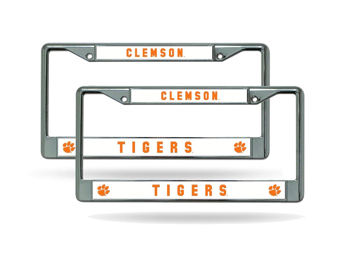Clemson Tigers University Chrome Metal License Plate Frame - Set of 2 Frames