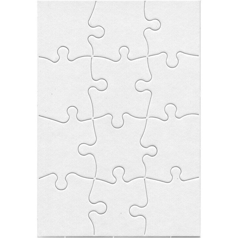 Front. Hygloss - Compoz-A-Puzzle®, 5 1/2" x 8" Rectangle, 12-Piece, Pack of 24 - White.