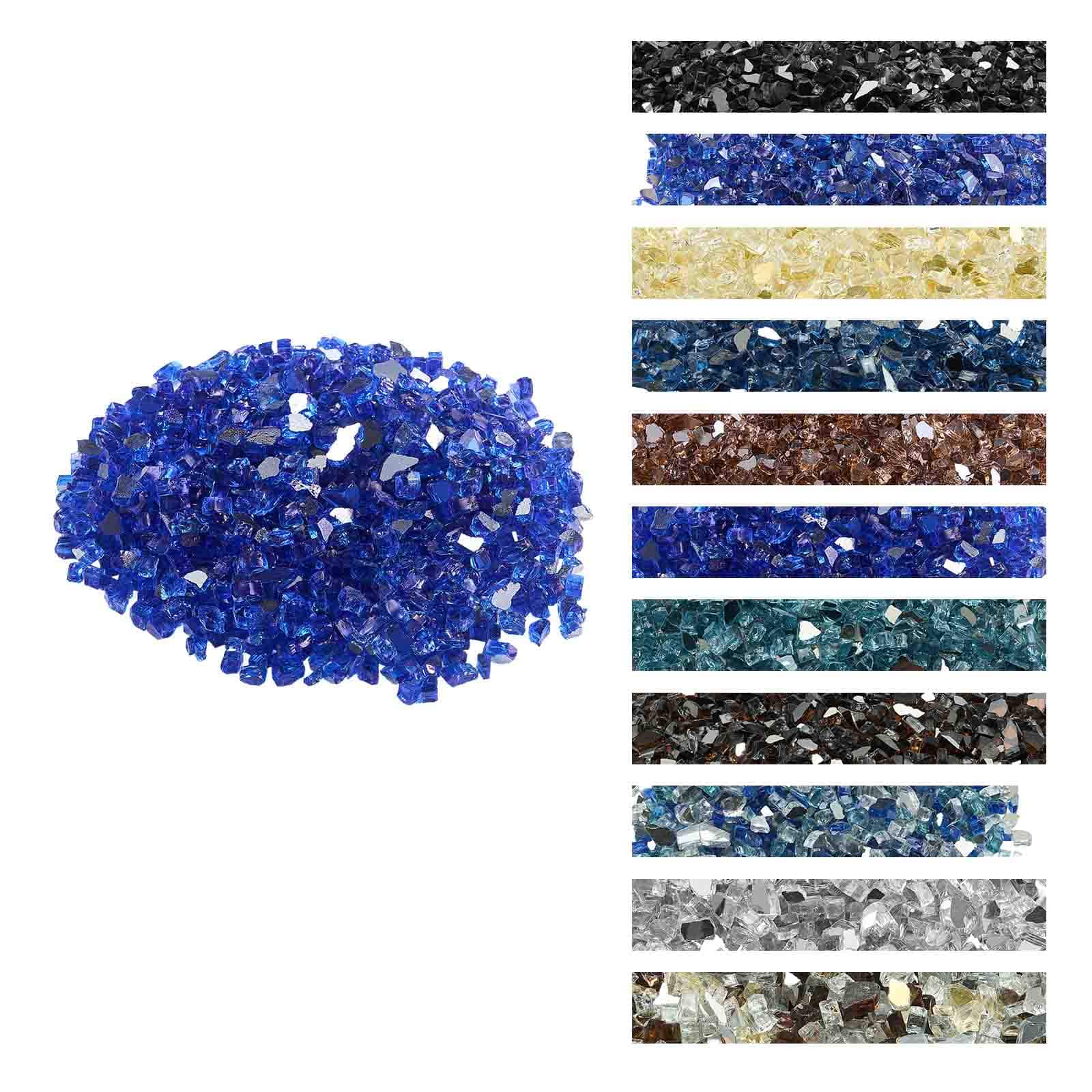 VEVOR - Fire Glass, 35LBS / 15.88KG High-Temperature Resistant Fireplace Rocks, 1/2-Inch / 12.7mm Reflective & Smokeless - Cobalt Blue