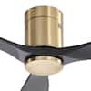 Front. Sofucor - 52'' Gold Ceiling Fan Modern Flush Mount Ceiling Fan No Light with Remote 3 Wood Blades for Bedroom/Farmhouse/Patio - Gold.