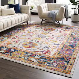 Modway - Entourage Samira Distressed Vintage Floral Vintage Medallion Area Rug - Multicolored