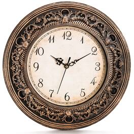 Dazzed Corner - Battery Operated Plastic Silent Wall Clock, 13 Inch Wall Clocks - Brown