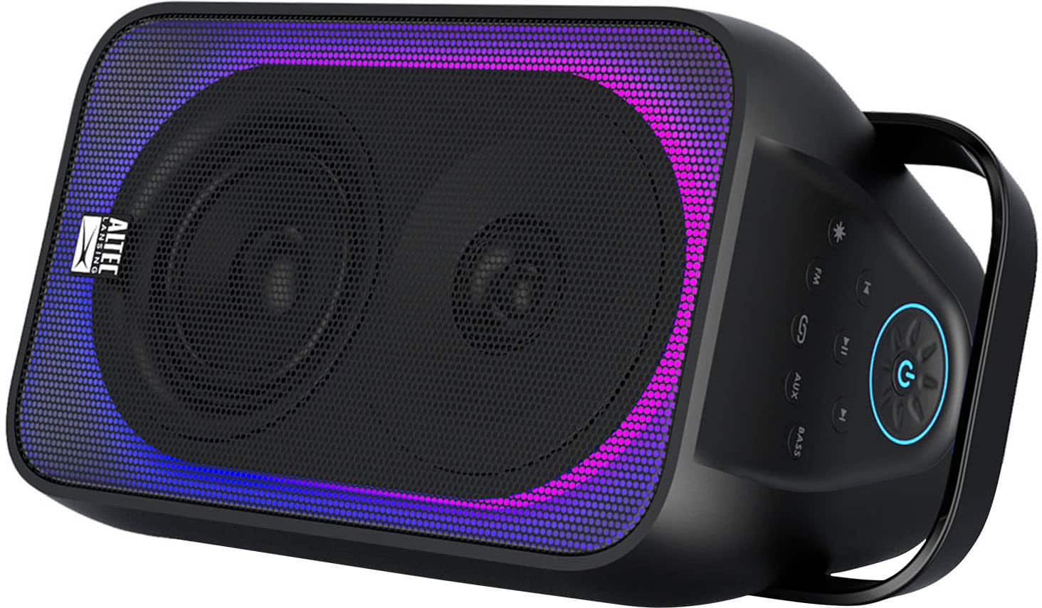 The text on the image reads: "ALTEC fm s aux bass n y i g."