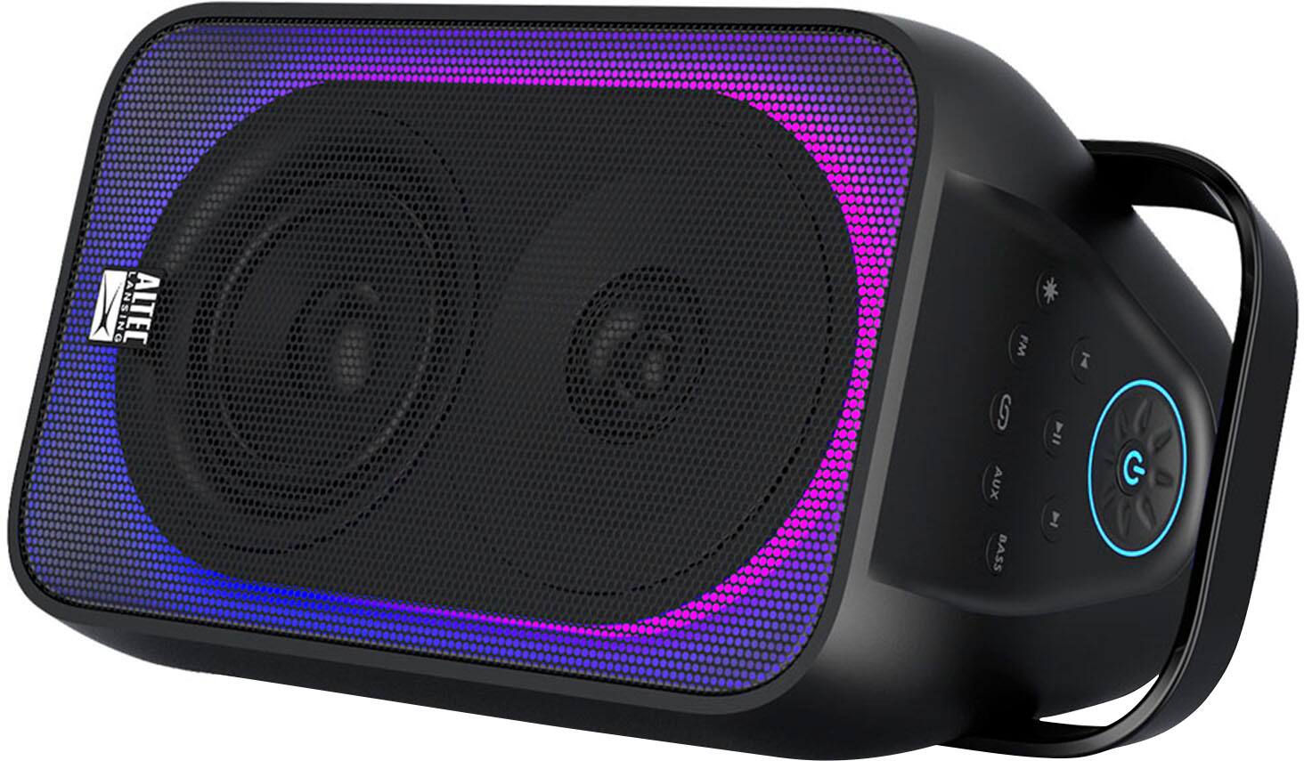 The text on the image reads: "ALTEC fm s aux bass n y i g."