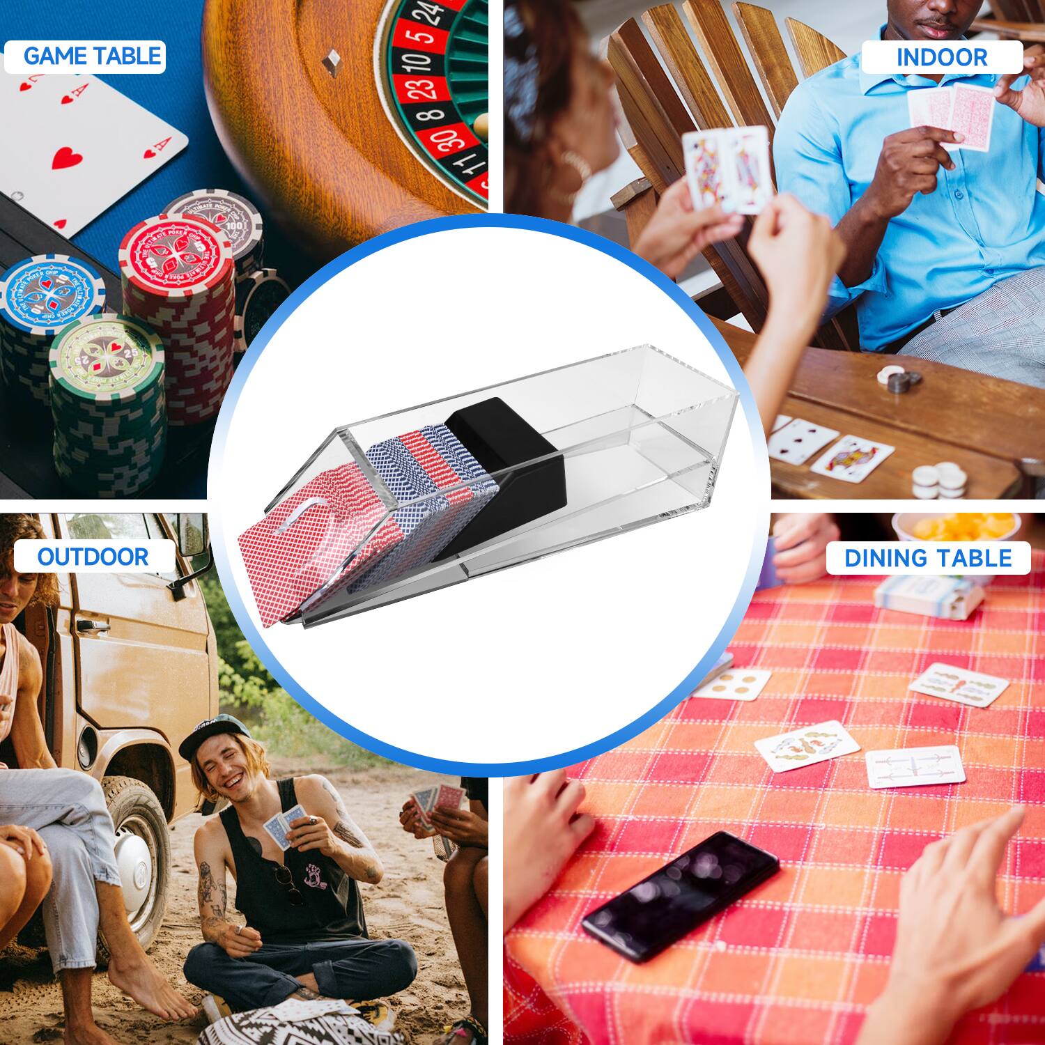 GAME TABLE: A
INDOOR: C
OUTDOOR: B
DINING TABLE: E