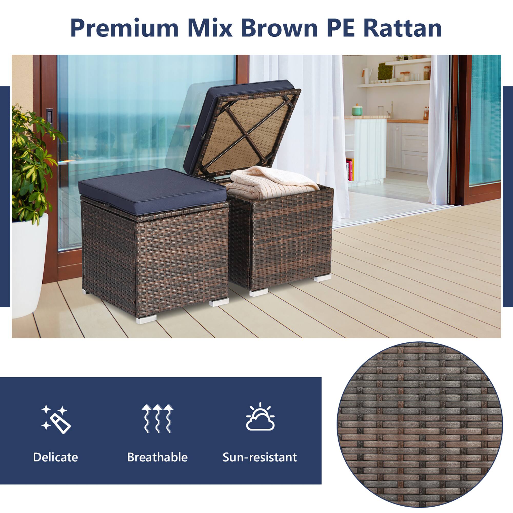 Premium Mix Brown PE Rattan Delicate Breathable Sun-resistant