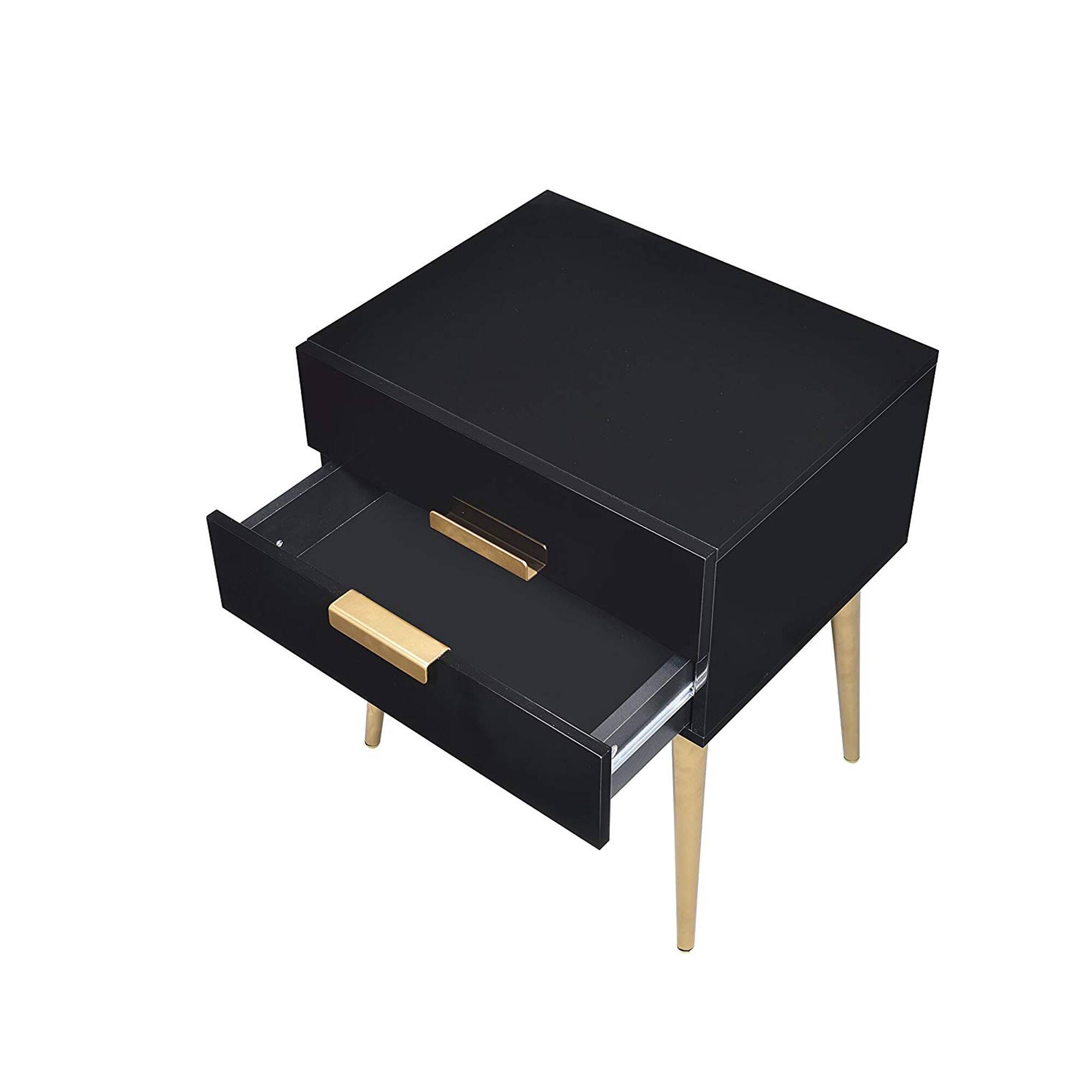 Alt View 2. Manhattan Lane - Denvor Square End Table with Drawers - Black & Gold.
