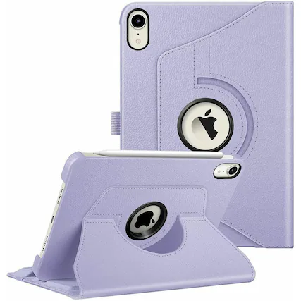 Front. Kitcheniva - Adjustable Rotating Case For iPad Mini 7 A17 Pro 2024 And iPad Mini 6 Lilac Purple - Lilac Purple.