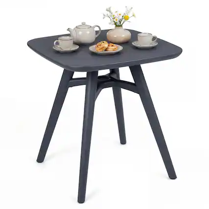 Front. Gymax - Gymax Square Outdoor Dining Table All-Weather Plastic Patio Bistro Table for 4 Gray - Gray.