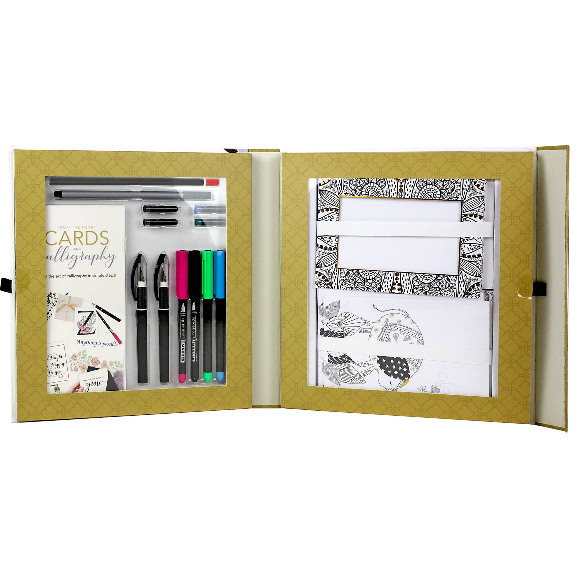 From the art of calligraphy to the creation of cards, this kit includes everything you need to get started. The kit contains a variety of writing tools, such as pens and markers, as well as a book to guide you through the process. The book also provides tips and tricks for creating beautiful cards, making it a great resource for anyone interested in learning the art of card making.