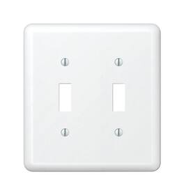 AMERELLE - Devon 2 gang Stamped Steel Toggle Wall Plate 1 pk - White