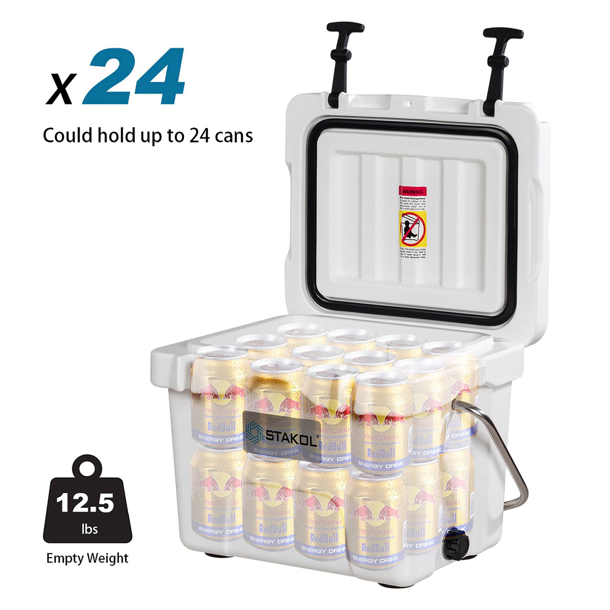 x 24  
Could hold up to 24 cans  

12.5 lbs  
Empty Weight