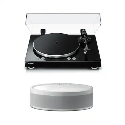 Front. Yamaha - Yamaha MusicCast Vinyl 500 Turntable with MusicCast 50 Wireless Speaker - White.