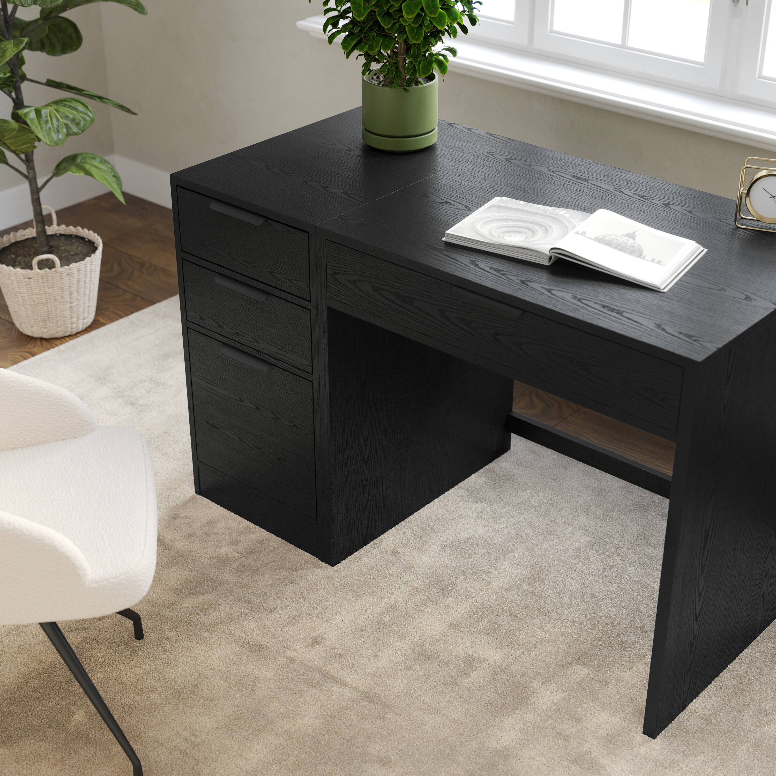 Alt View 4. Martha Stewart - Kayden Modular Single-Drawer Desk & 3 Drawer File Cabinet - Black.