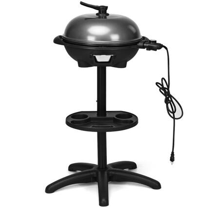 Front. SlickBlue - 1350W Outdoor Electric BBQ Grill with Removable Stand for Patio Cooking - Black.